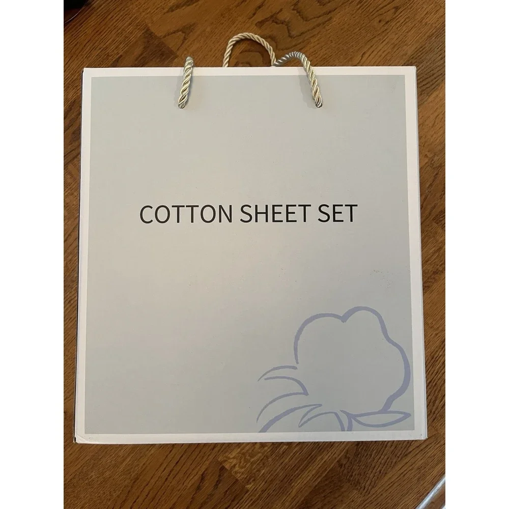 SONORO KATE 100% Egyptian Cotton 4 Piece Sheets Set, White Queen
